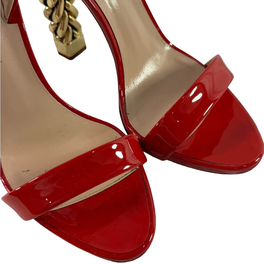 Giuseppe Zanotti Red Sandals with Gold Chain Heel - Picture 7 of 12